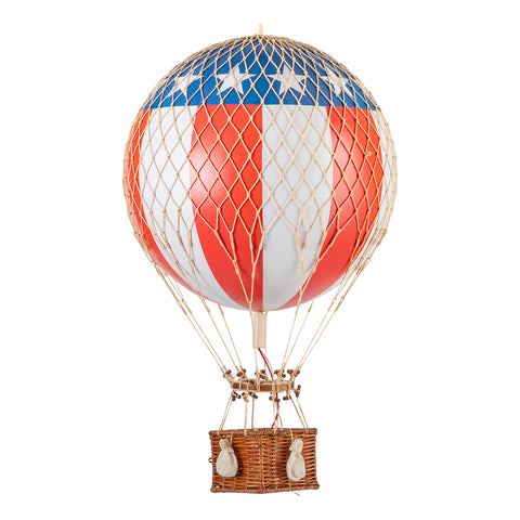 A unique perspective on a Wonderen Medium Hot Air Balloon adorned with stars and stripes, soaring to new heights.