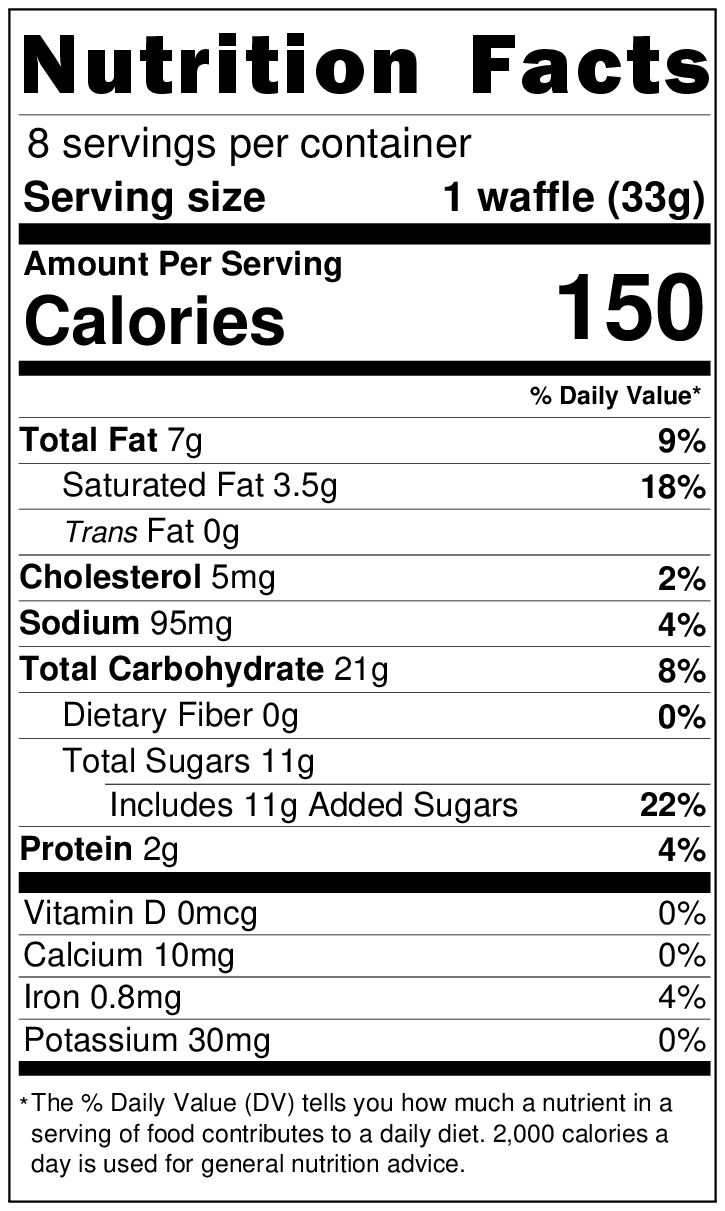 A nutrition label showing the nutrition facts of the Wonderen Stroopwafels.